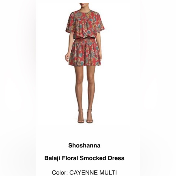 Shoshanna Balaji Floral Smocked Dress - Cayenne - size 10 - NWOT - Picture 10 of 10